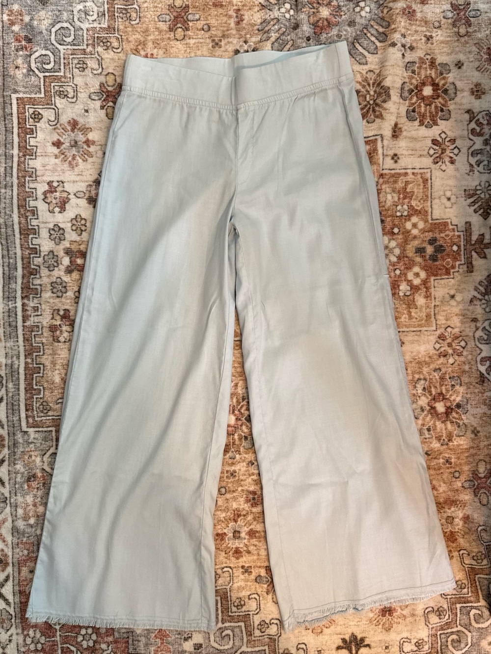 Light Blue Wide-Leg Pull-On Pants